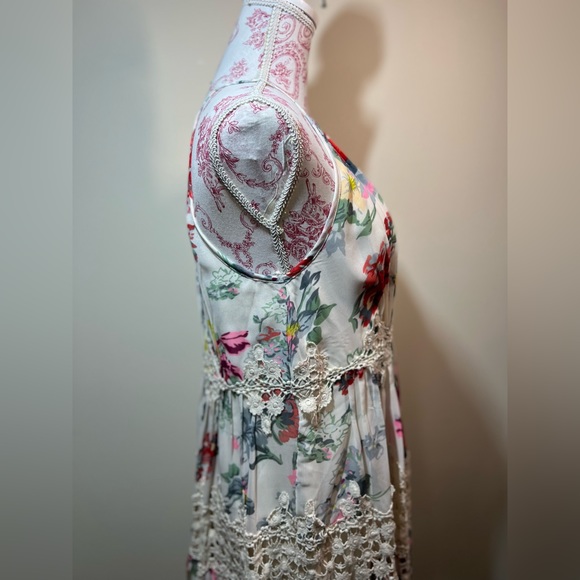 NEW Anthropologie Ranna Gill Floral Crochet  Swing Dress Cream Size Small Petite - Picture 5 of 11